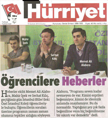 Hurriyet Gazetesi , �grencilere Heberler
					