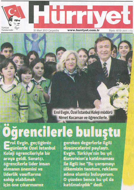 Hurriyet Gazetesi , Erol Evgin �grencilerle Bulustu
					