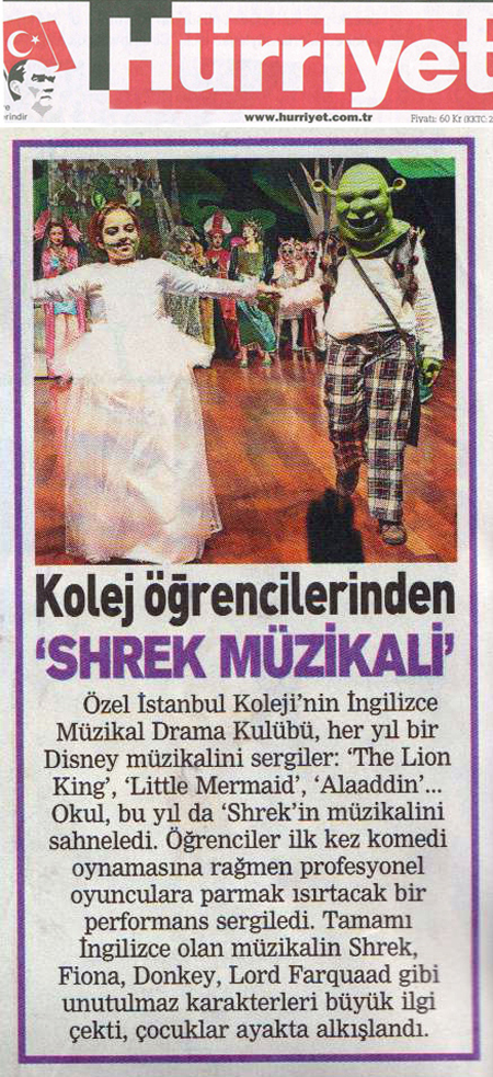 H�rriyet Gazetesi , Shrek M�zikali
					