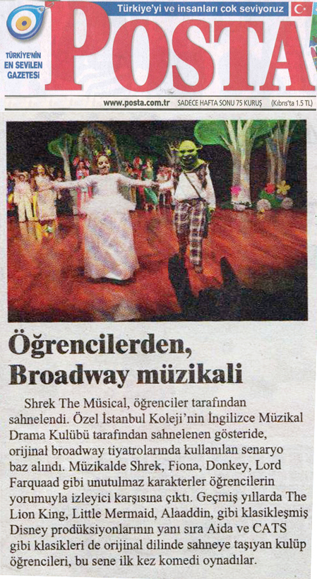 Posta Gazetesi , Broadway M�zikali �stanbul Koleji'nde
					
