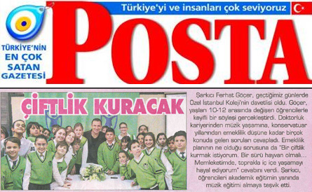 Posta Gazetesi , Ferhat G��er �iftlikte Yasamak Istiyor
					